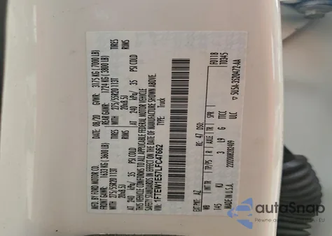 2020 Ford F150 Supercrew из США, поврежденный, VIN 1FTEW1E57LFC47662